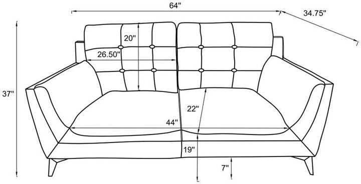 Moira Upholstered Tufted Loveseat with Track Arms Black (511132)