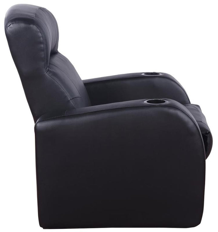 Cyrus Upholstered Recliner Living Room Set Black (600001-S4B)