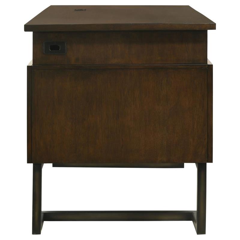 Marshall 6-drawer Executive Desk Dark Walnut and Gunmetal (881291)