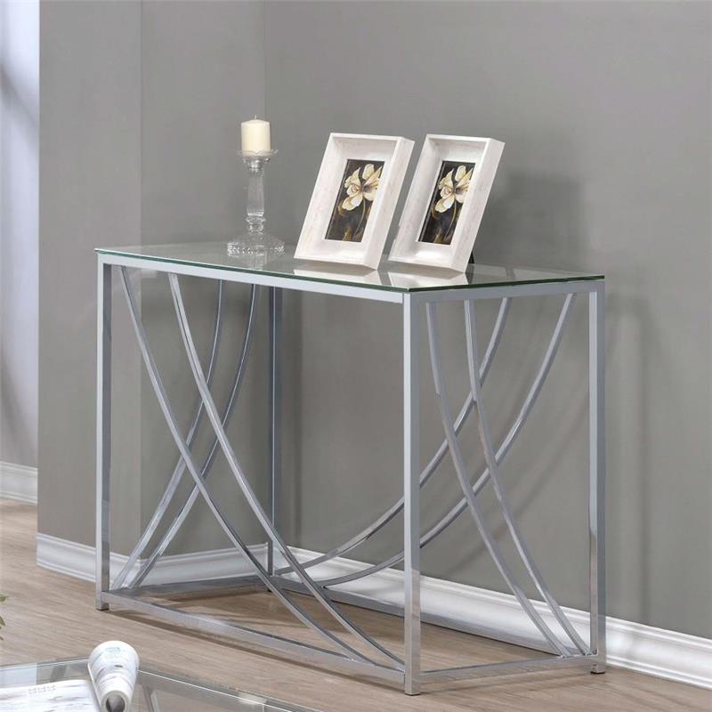 Lille Glass Top Rectangular Sofa Table Accents Chrome (720499)