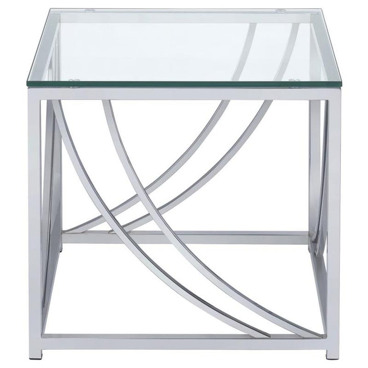Lille Glass Top Square End Table Accents Chrome (720497)