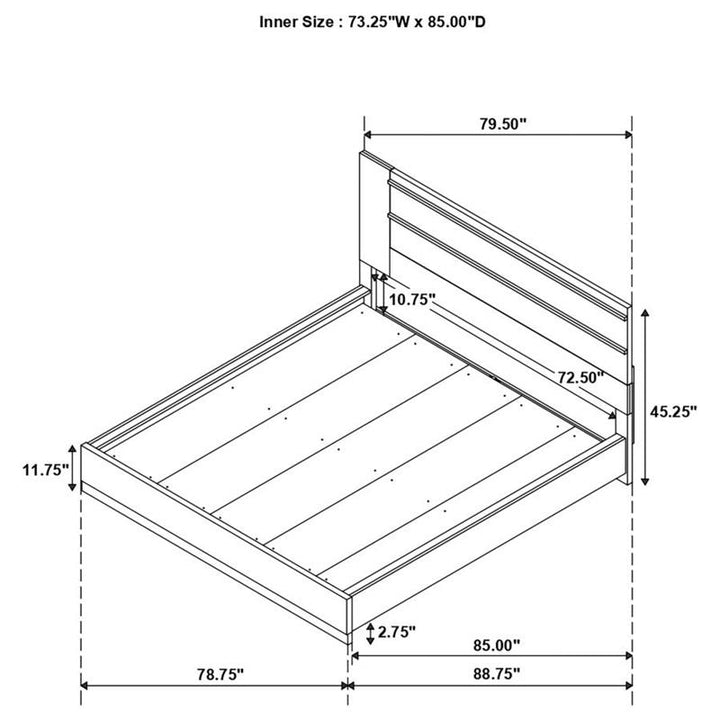 Azalia Rectangular Bed Black and Walnut (224281KW)