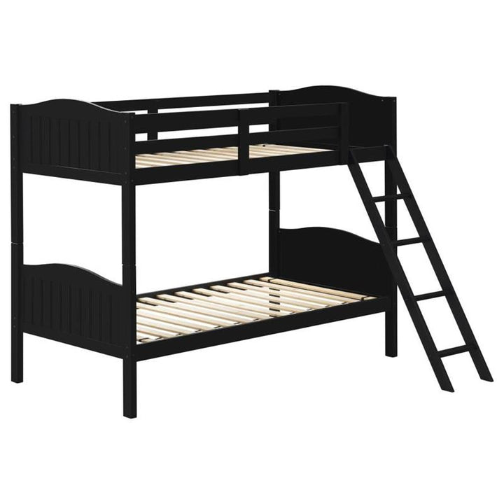 Arlo Twin Over Twin Bunk Bed with Ladder Black (405053BLK)