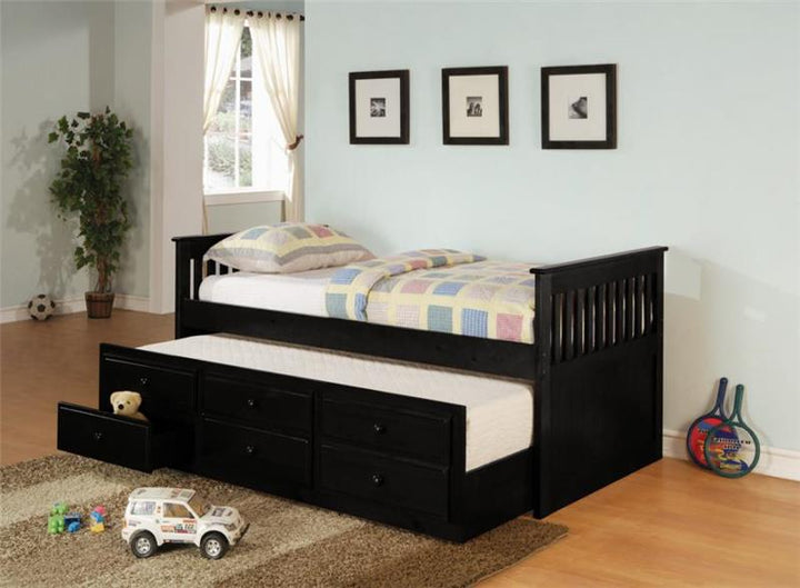 Rochford Twin Captain's Daybed with Storage Trundle Black (300104)