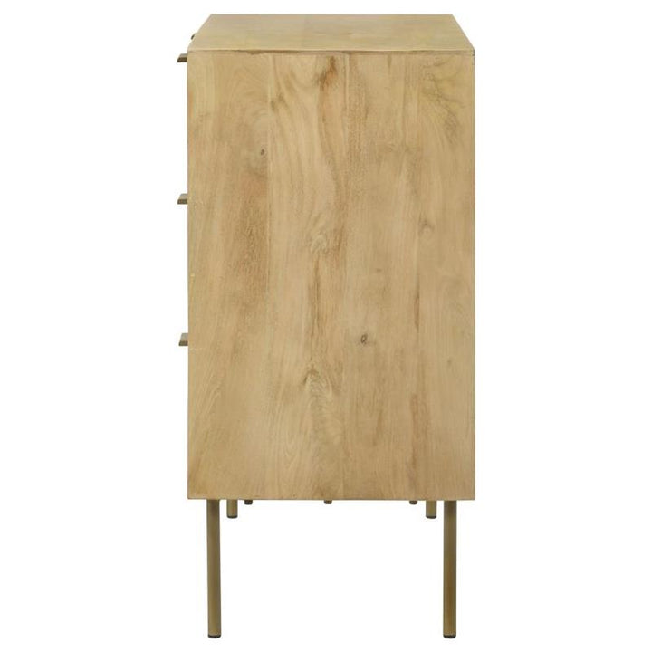 Zamora 3-drawer Accent Cabinet Natural and Antique Brass (959579)