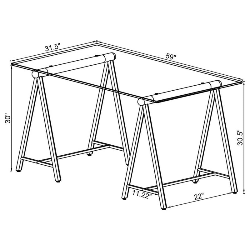 Patton World Map Writing Desk Nickel and Printed Clear (801504)