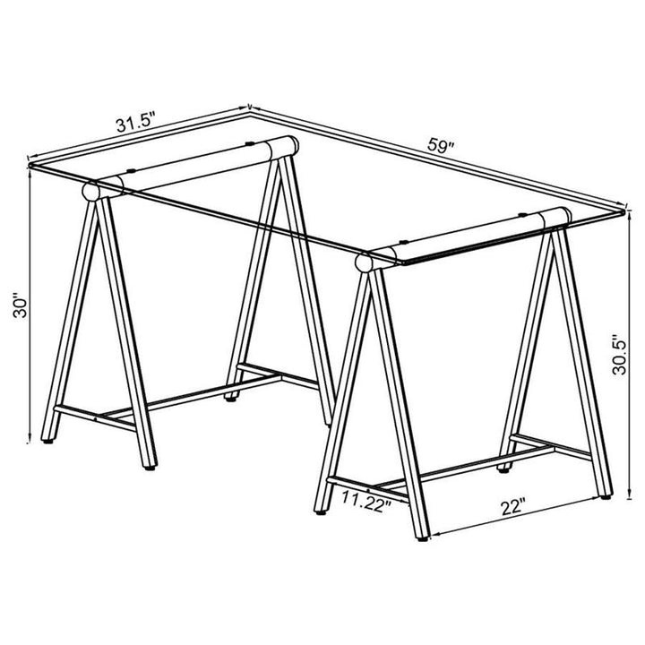 Patton World Map Writing Desk Nickel and Printed Clear (801504)