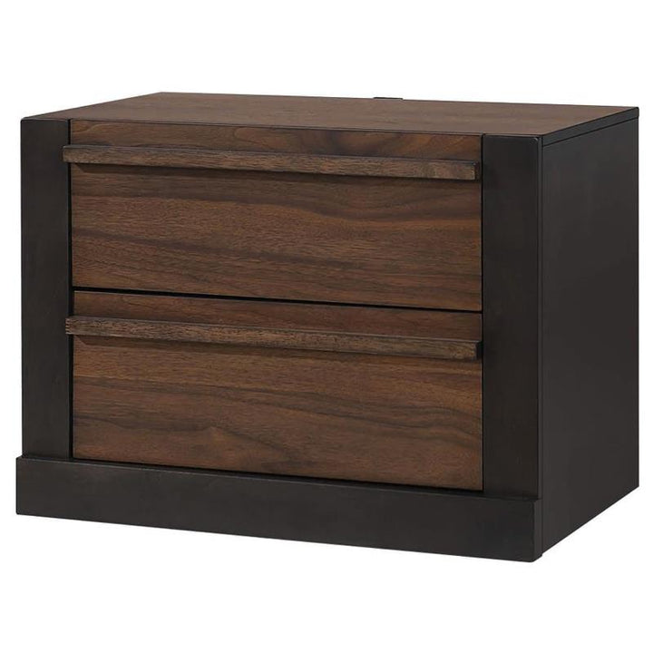 Azalia 2-drawer Nightstand Black and Walnut (224282)