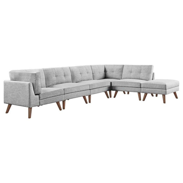 Churchill 6-piece Upholstered Modular Tufted Sectional Grey and Walnut (551301-SET)