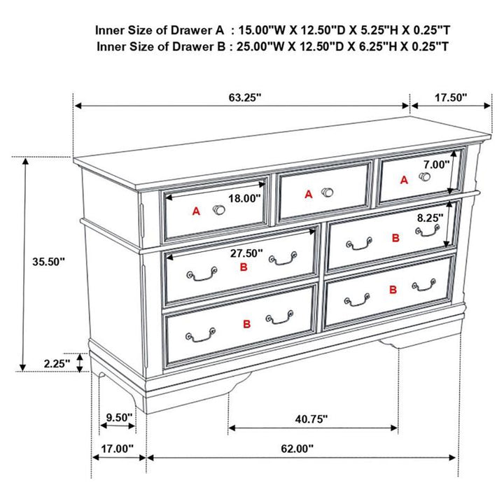 Cambridge Carved Bedroom Set Cappuccino (203191Q-S5)