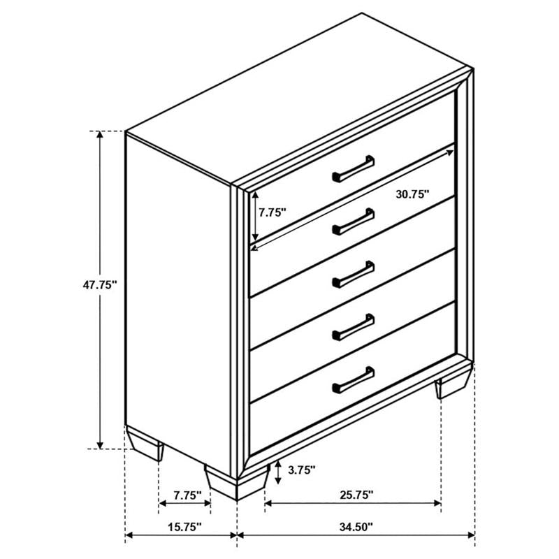 Brandon 5-drawer Chest Medium Warm Brown (205325)