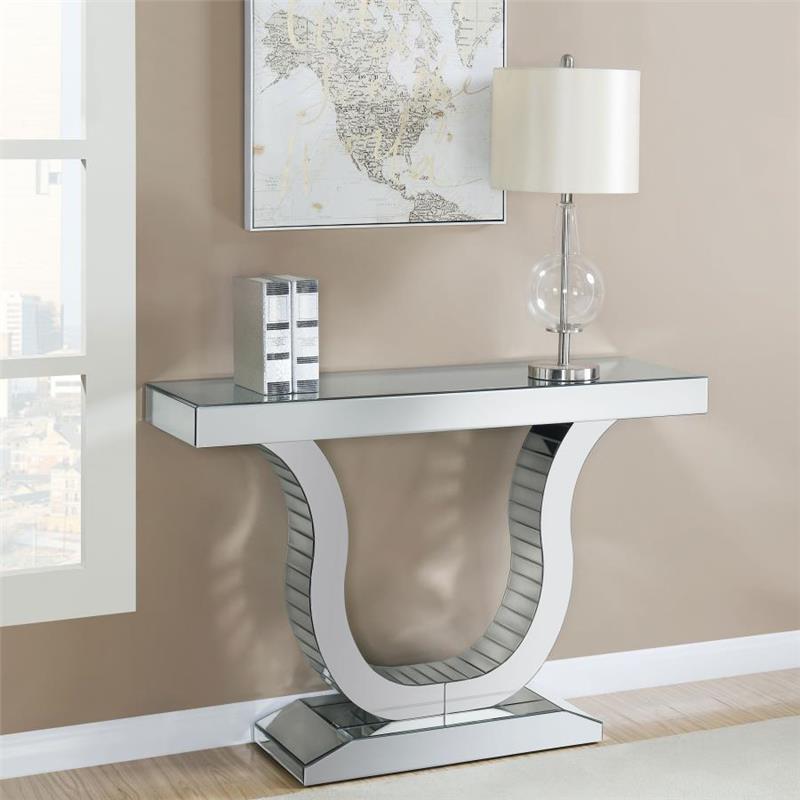 Saanvi Console Table with U-shaped Base Clear Mirror (930010)