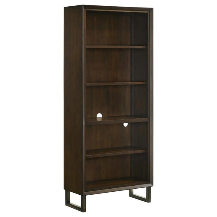 Marshall 4-shelf Bookcase Dark Walnut and Gunmetal (881295)