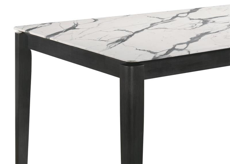 Stevie Rectangular Faux Marble Top Dining Table White and Black (115111WG)