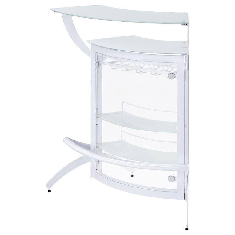 Dallas 2-shelf Home Bar White and Frosted Glass (182136)
