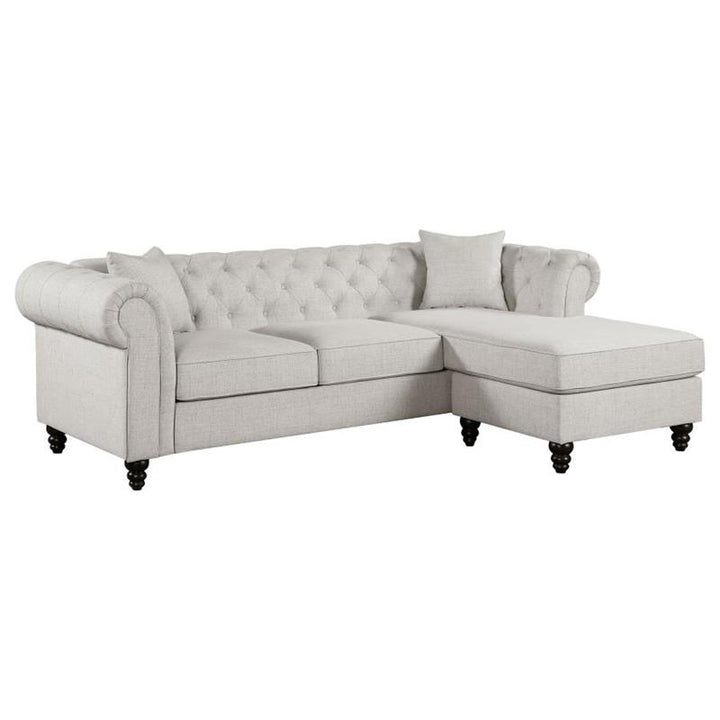 Cecilia Upholstered Tufted Sectional Oatmeal (509457)