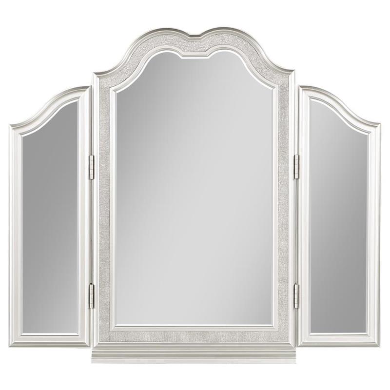 Evangeline Vanity Mirror with Faux Diamond Trim Silver (223398)