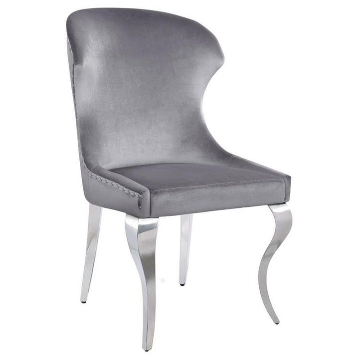 Cheyanne Upholstered Wingback Side Chair with Nailhead Trim Chrome and Grey (Set of 2) (190743)