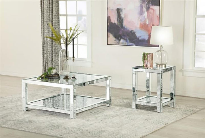 Valentina Rectangular Coffee Table with Glass Top Mirror (736218)