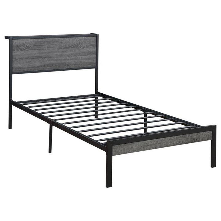 Ricky Twin Platform Bed Grey and Black (302143T)