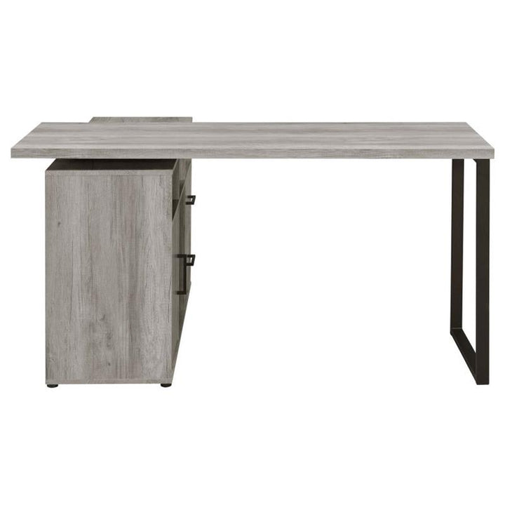 Hertford L-shape Office Desk with Storage Grey Driftwood (804462)