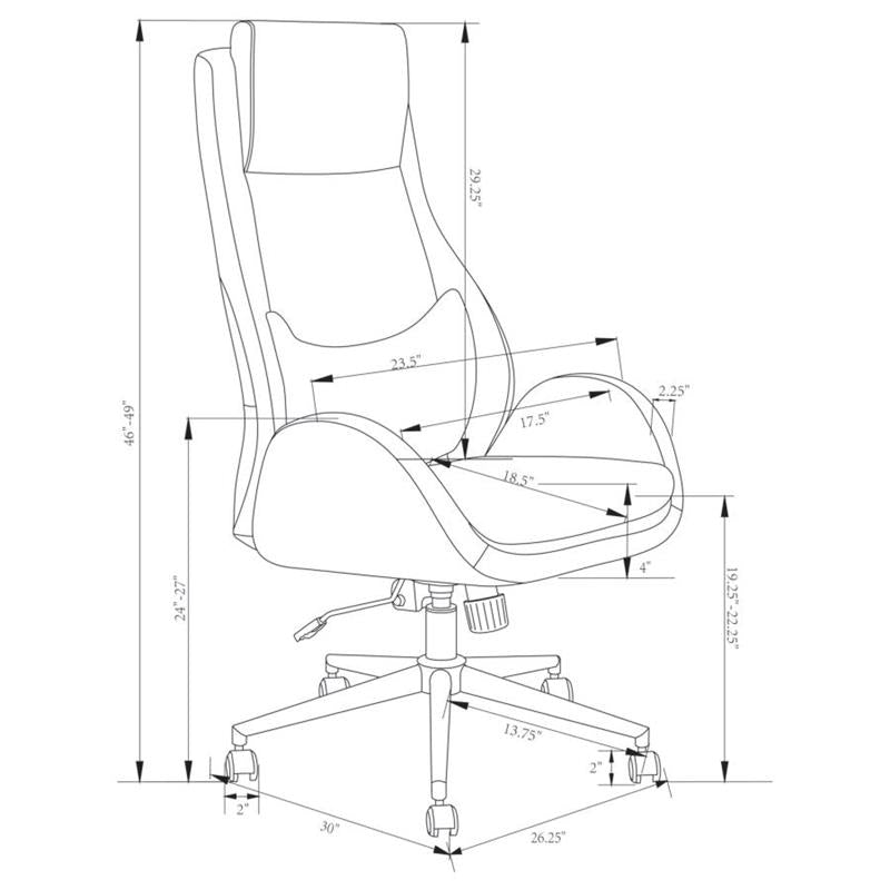 Cruz Upholstered Office Chair with Padded Seat Grey and Chrome (881150)