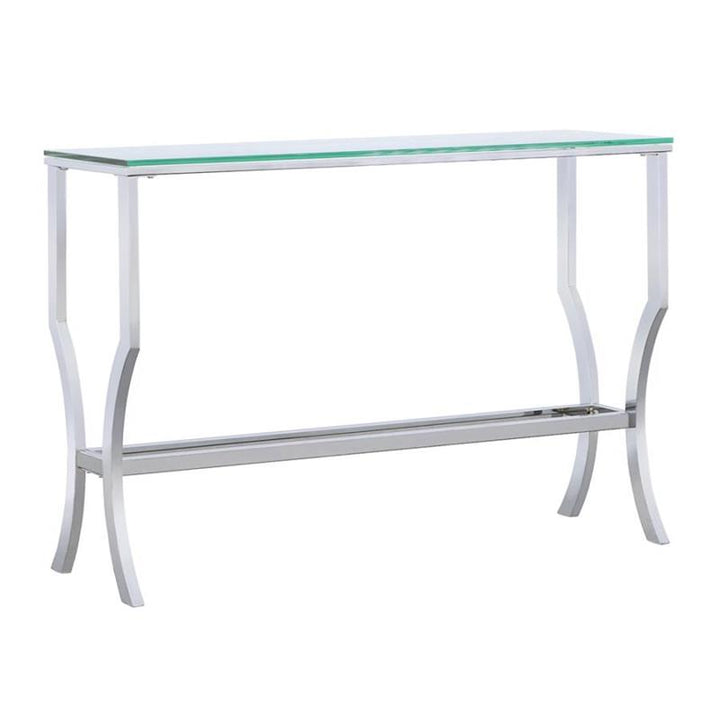 Saide Rectangular Sofa Table with Mirrored Shelf Chrome (720339)