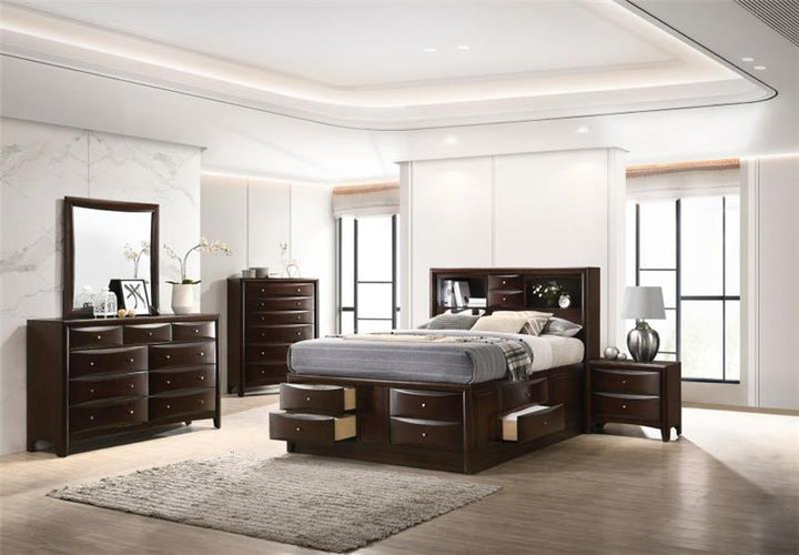 Phoenix Bedroom Set with Bookcase Headboard Deep Cappuccino (200409Q-S5)