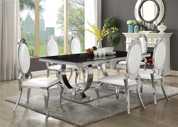 Antoine Rectangular Dining Table Chrome and Black (107871)