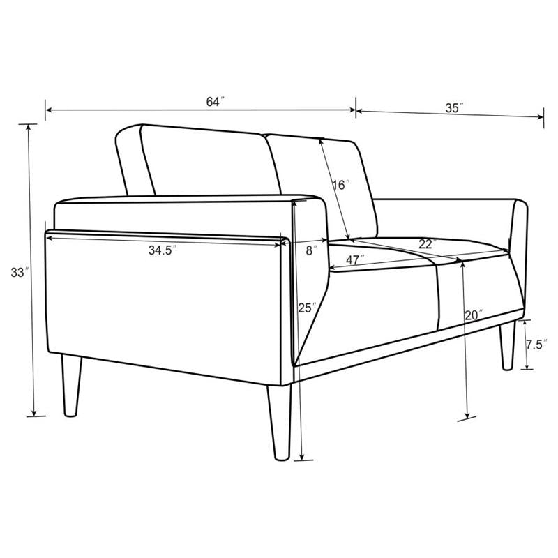 Rilynn 2-piece Upholstered Track Arms Sofa Set Brown (509521-S2)