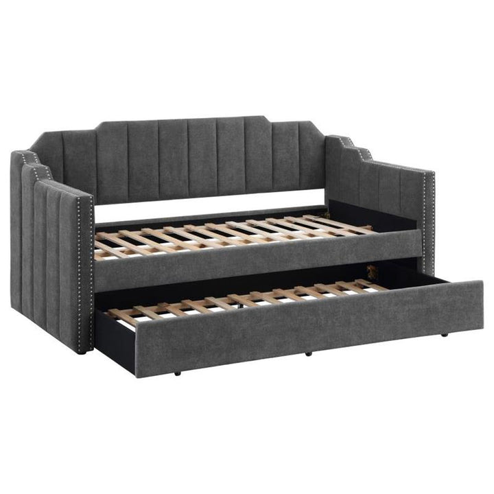Kingston Upholstered Twin Daybed with Trundle Charcoal (315962)