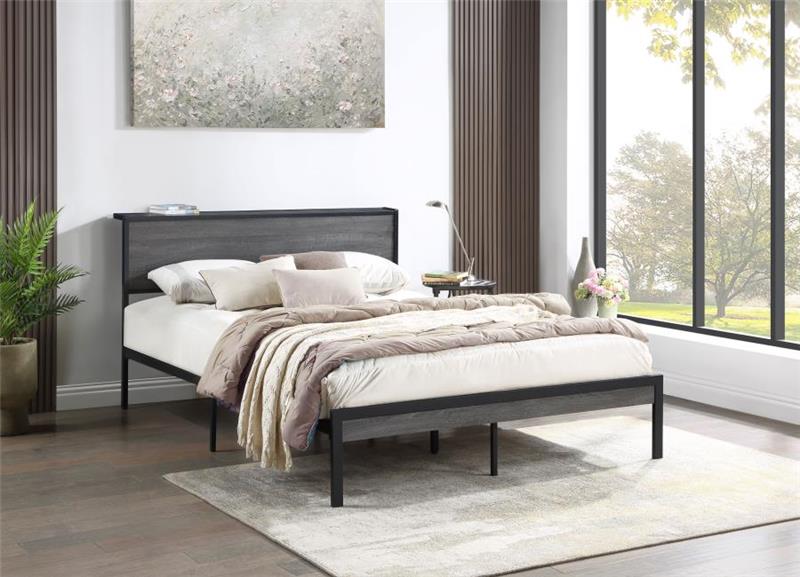 Ricky Full Platform Bed Grey and Black (302143F)