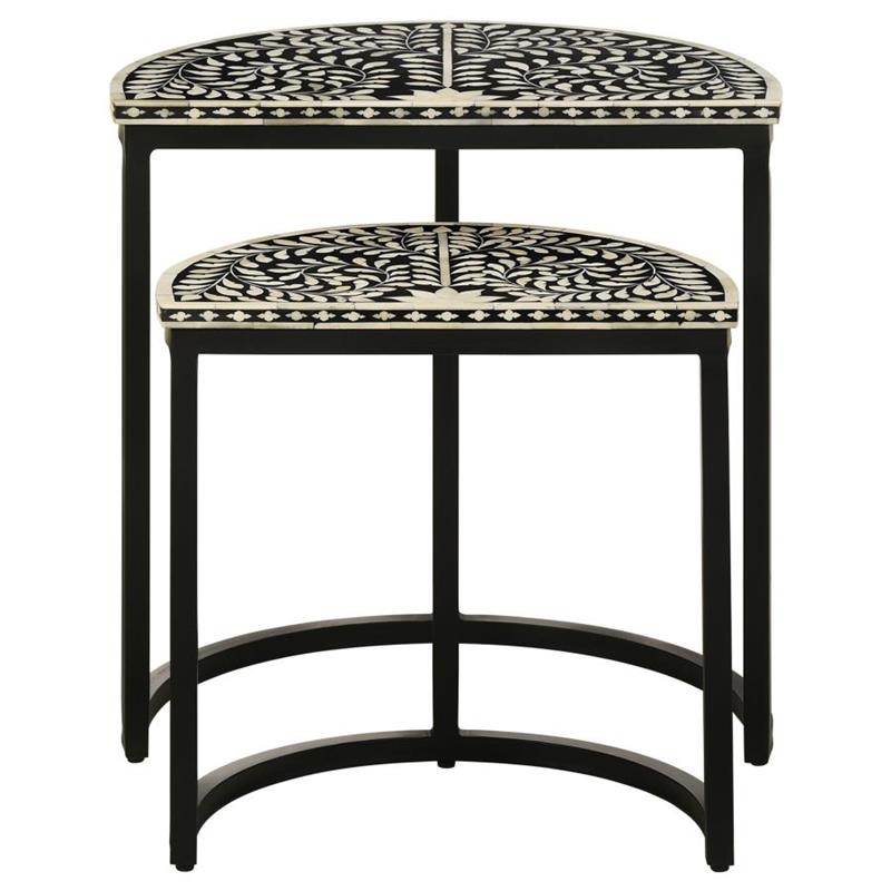 Zakiya 2-piece Demilune Nesting Table Black and White (930195)