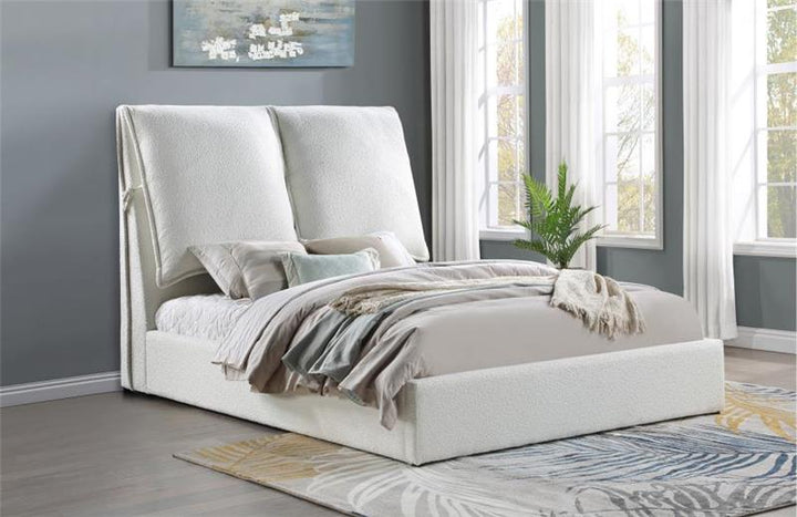 Gwendoline Upholstered Eastern King Platform Bed with Pillow Headboard White (306040KE)