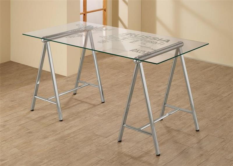 Patton World Map Writing Desk Nickel and Printed Clear (801504)