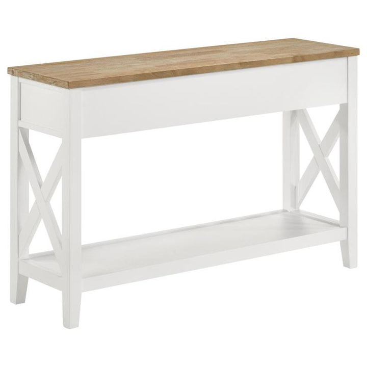 Maisy Rectangular Wooden Sofa Table With Shelf Brown and White (708099)