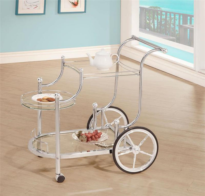 Sarandon 3-tier Serving Cart Chrome and Clear (910076)