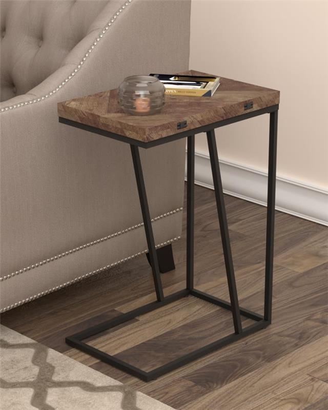 Carly Expandable Chevron Rectangular Accent Table Tobacco (931157)