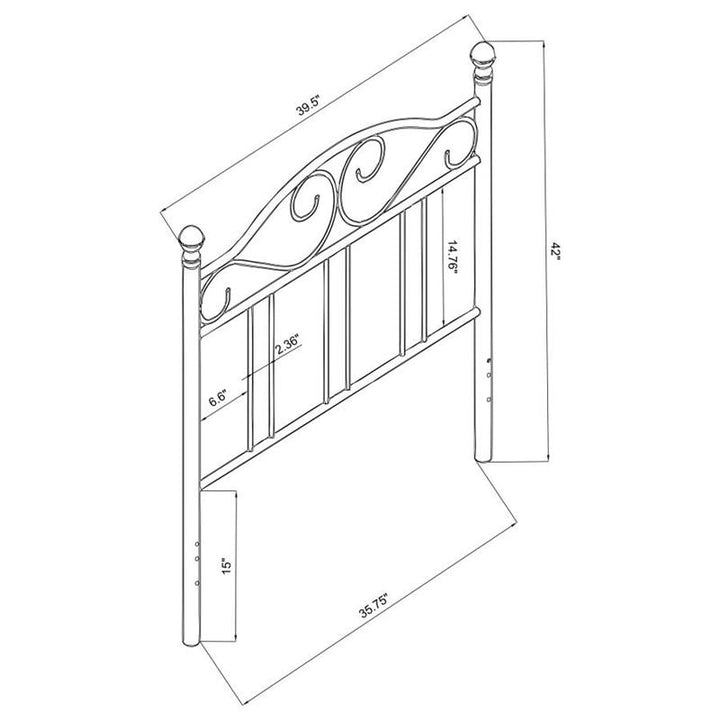 Ellis Scroll Twin Headboard Dark Bronze (450103T)