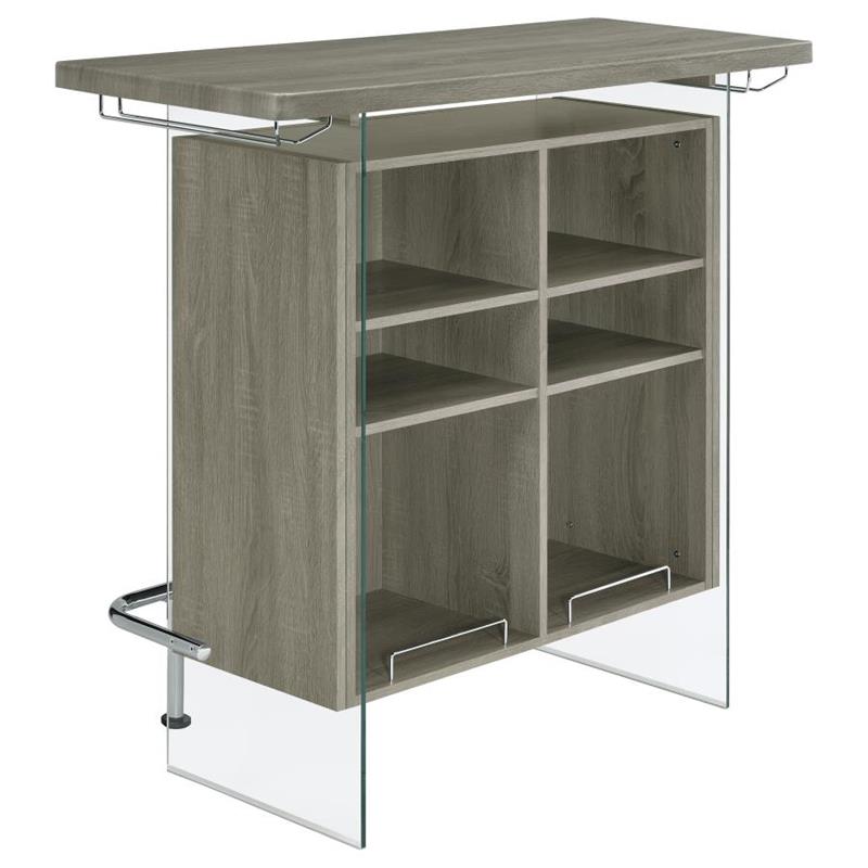 Acosta Rectangular Bar Unit with Footrest and Glass Side Panels (182631)