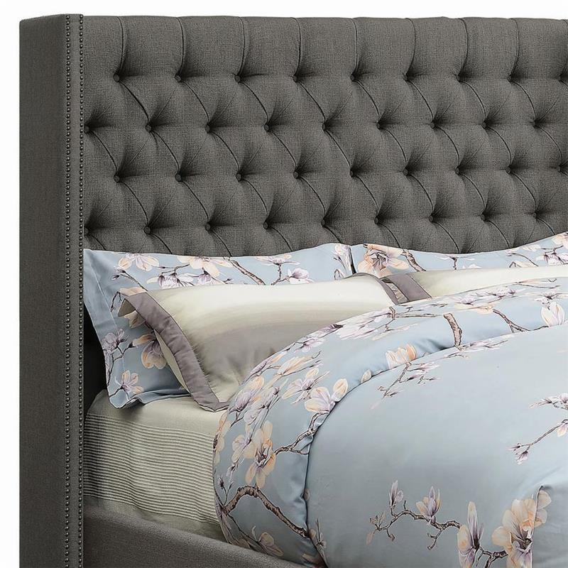 Bancroft Demi-wing Upholstered Full Bed Grey (301405F)