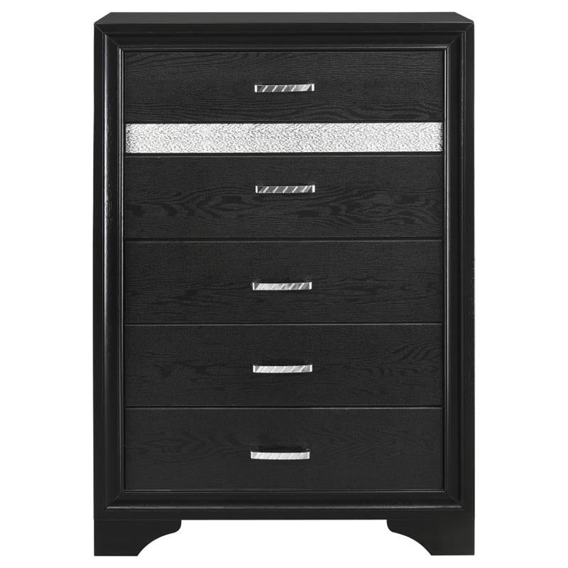 Miranda 5-drawer Chest Black and Rhinestone (206365)