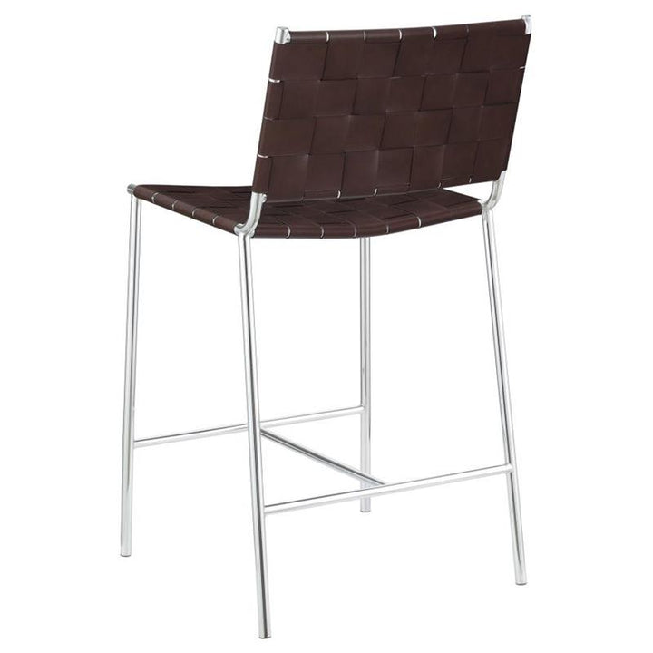Adelaide Upholstered Counter Height Stool with Open Back Brown and Chrome (183583)