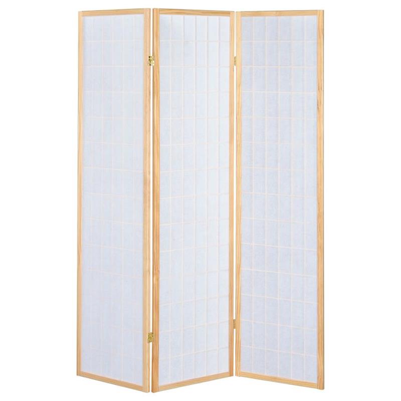 Carrie 3-panel Folding Screen Natural and White (4621)