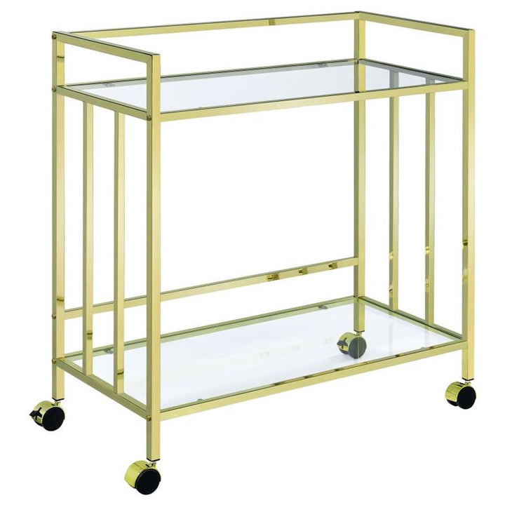 Cara Rectangular Glass Bar Cart Brass (181381)