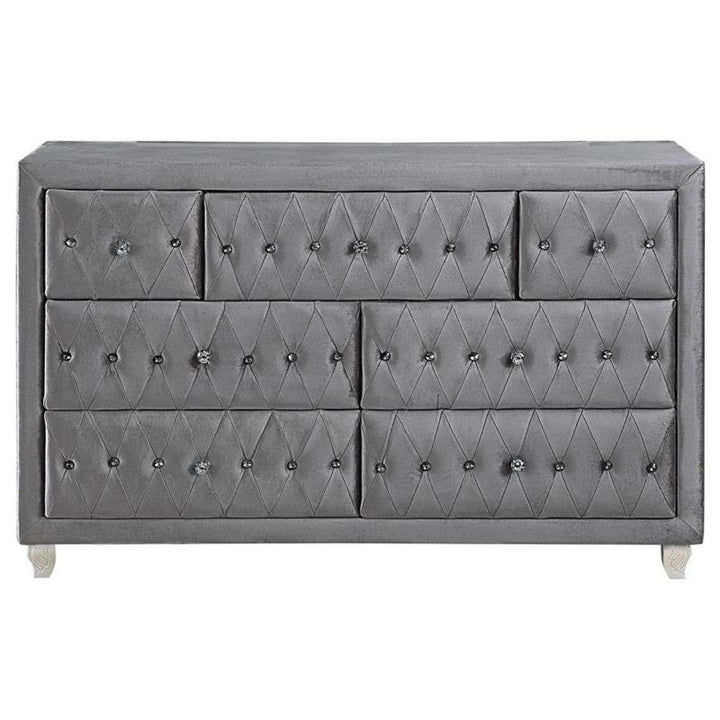 Deanna Upholstered Tufted Bedroom Set Grey (205101Q-S5)