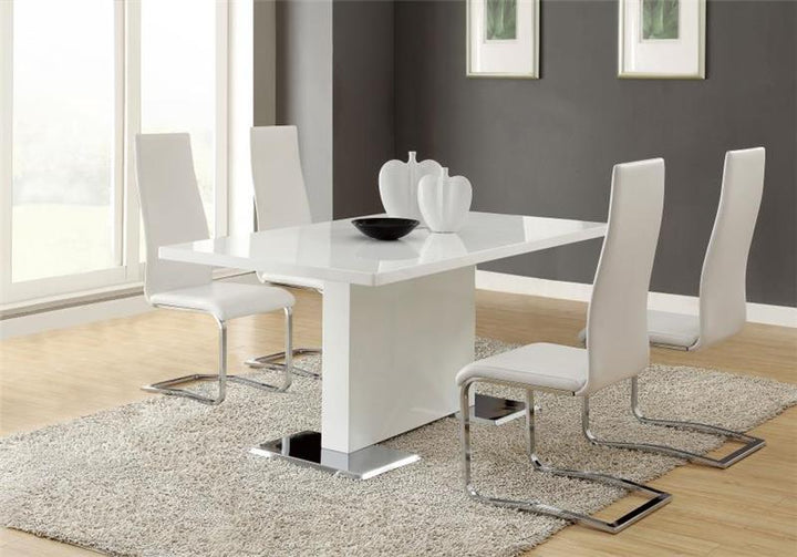 Anges 5-piece Dining Set White High Gloss and White (102310-S5W)