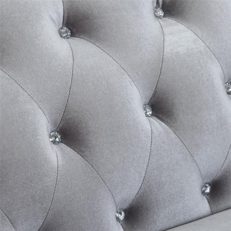 Frostine Upholstered Tufted Living Room Set Silver (551161-S2)