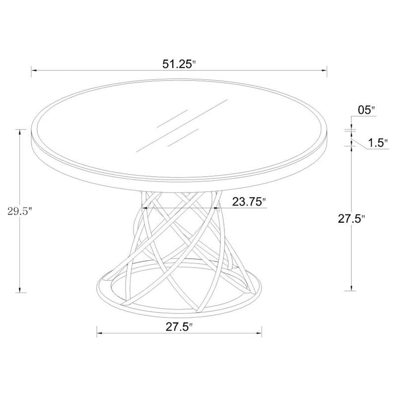 Irene 5-piece Round Glass Top Dining Set White and Chrome (110401-S5)