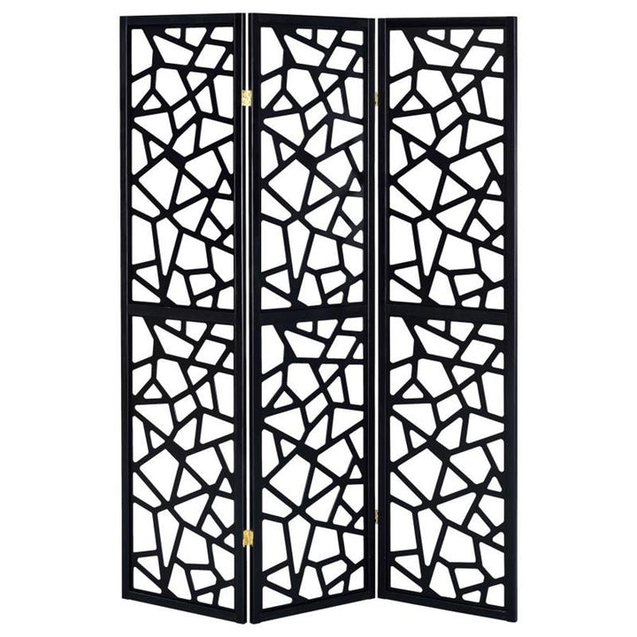 Nailan 3-panel Open Mosaic Pattern Room Divider Black (900092)